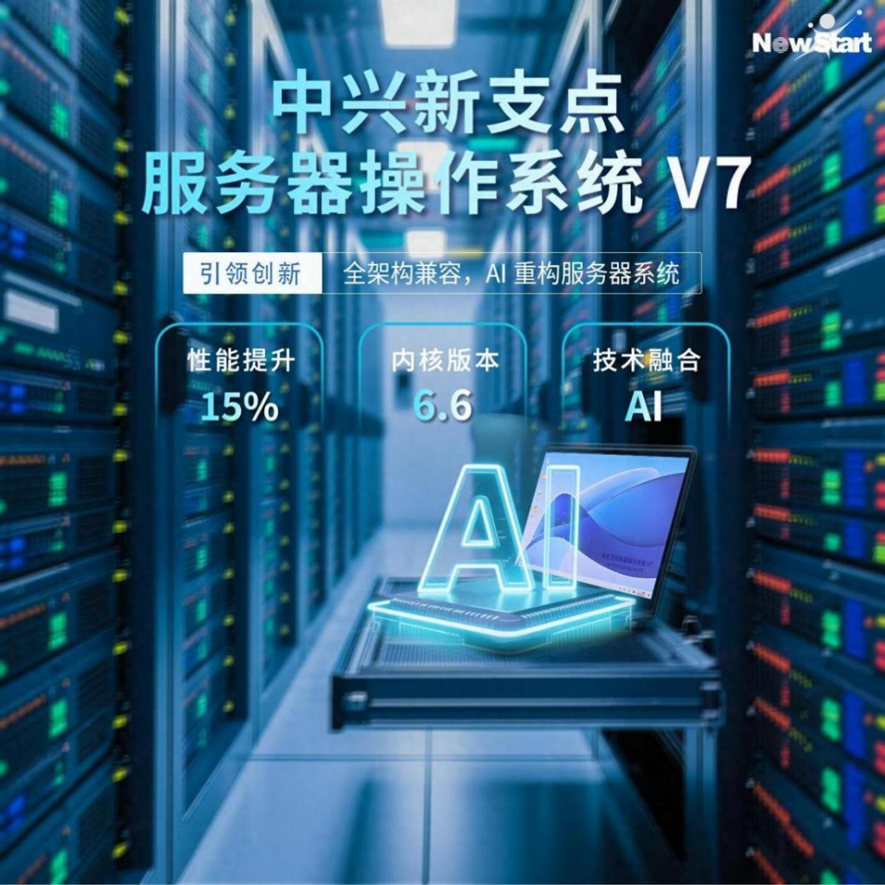 融合AI技术,性能飙升15%,中兴正式发布新支点操作系统V7