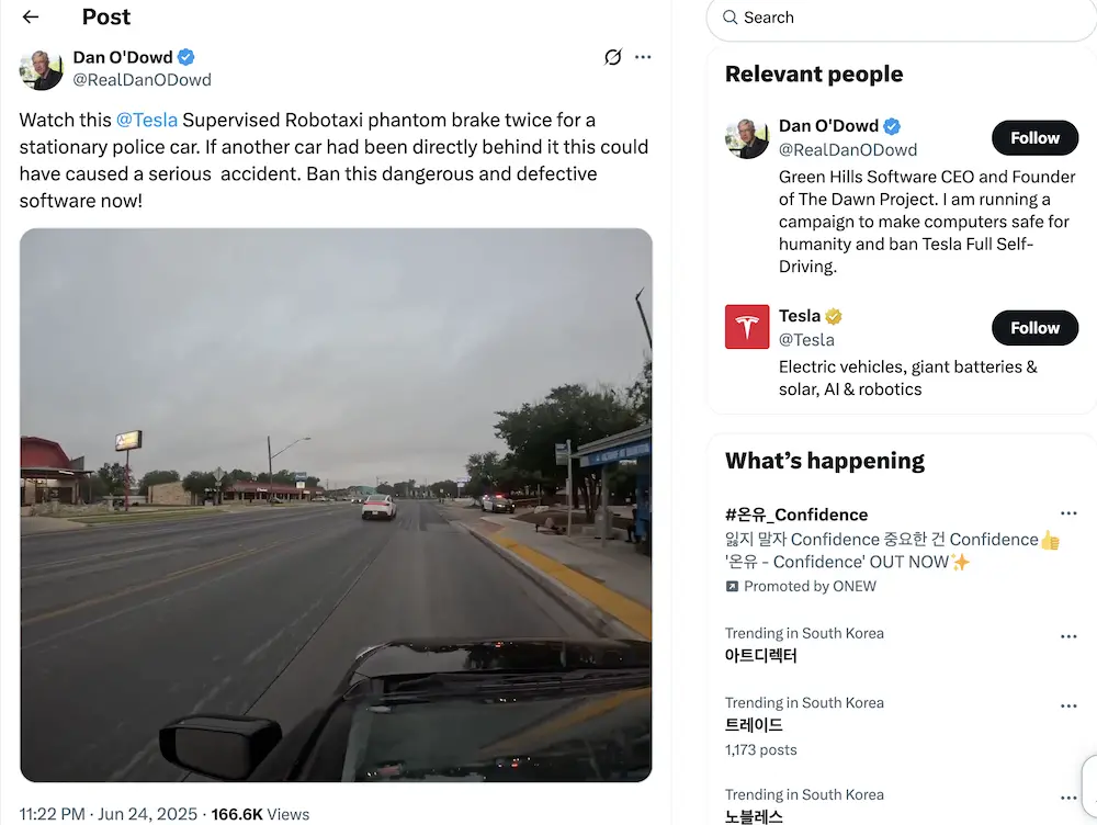 特斯拉无人出租&ldquo;翻车&rdquo;了？上线两日多次违反交规，运营首日就遭调查